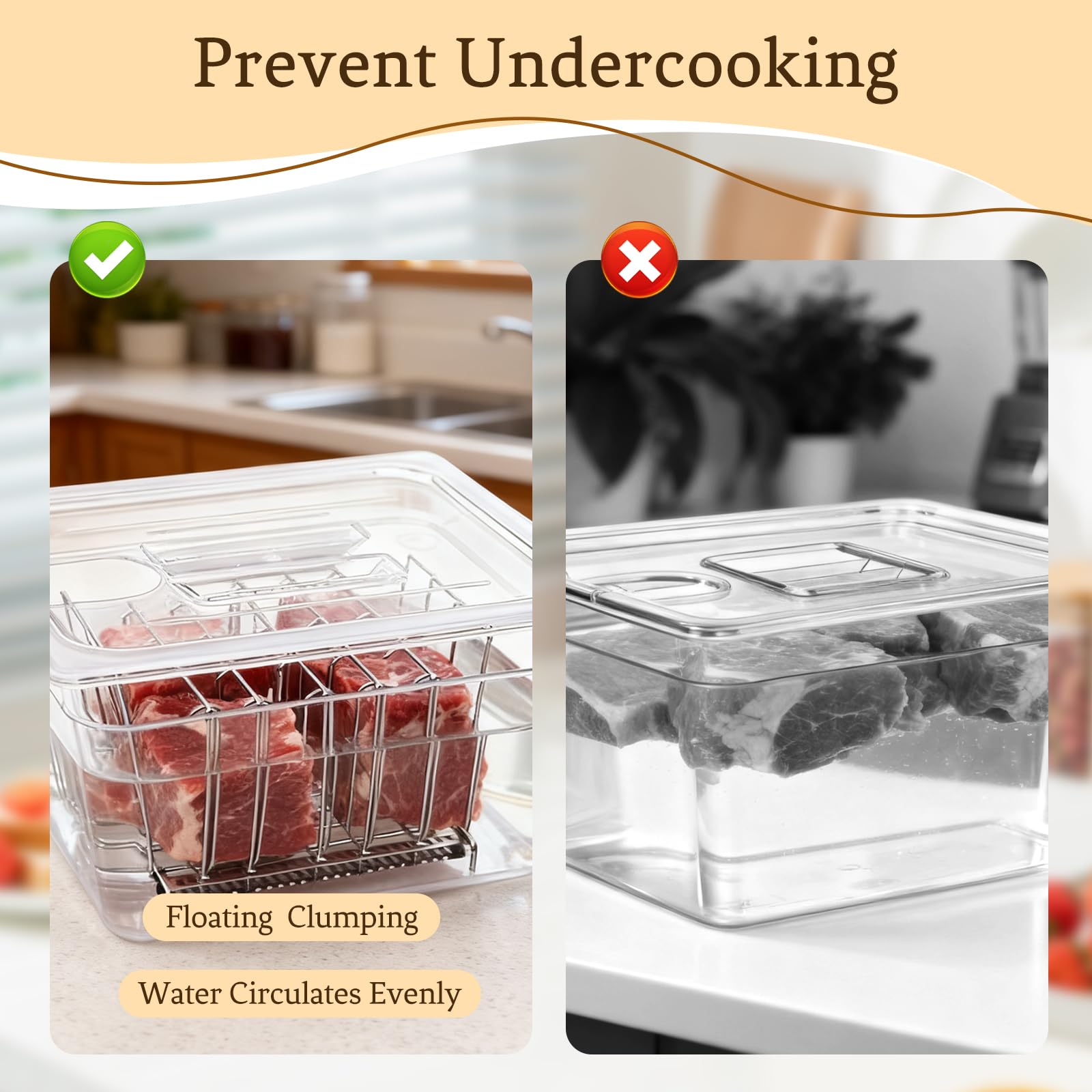 Recipiente Sous Vide de 12 l, contenedor con tapa y rack, armario de cocción al vacío a baja temperatura, para remojar, cocinar para uso en cocina, marinar carne, pollo, carne de res (sin BPA)