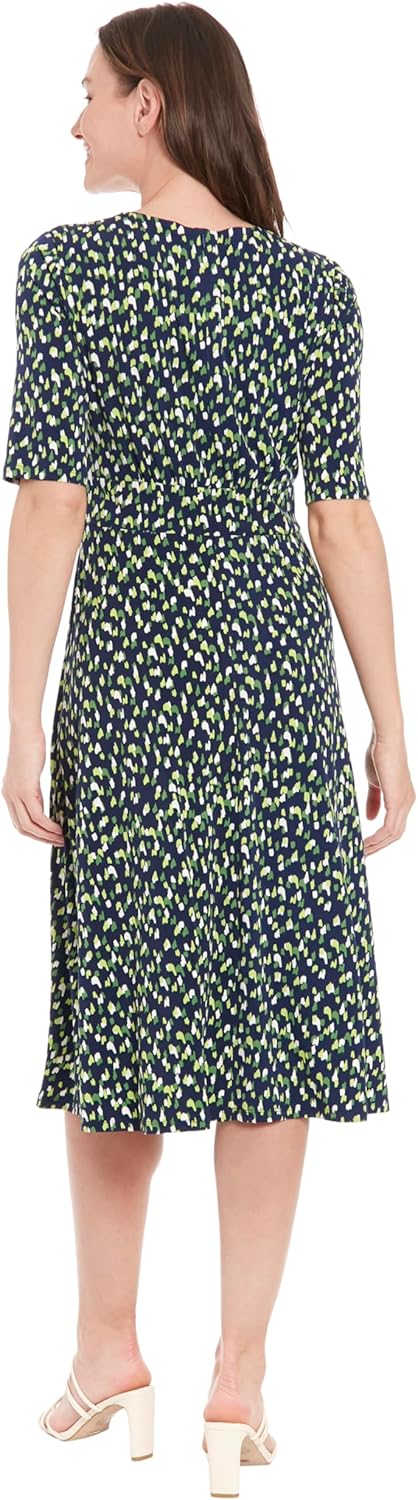 London Times Womens Elegant Half-Sleeve Mid-Calf Work Dresses for Women