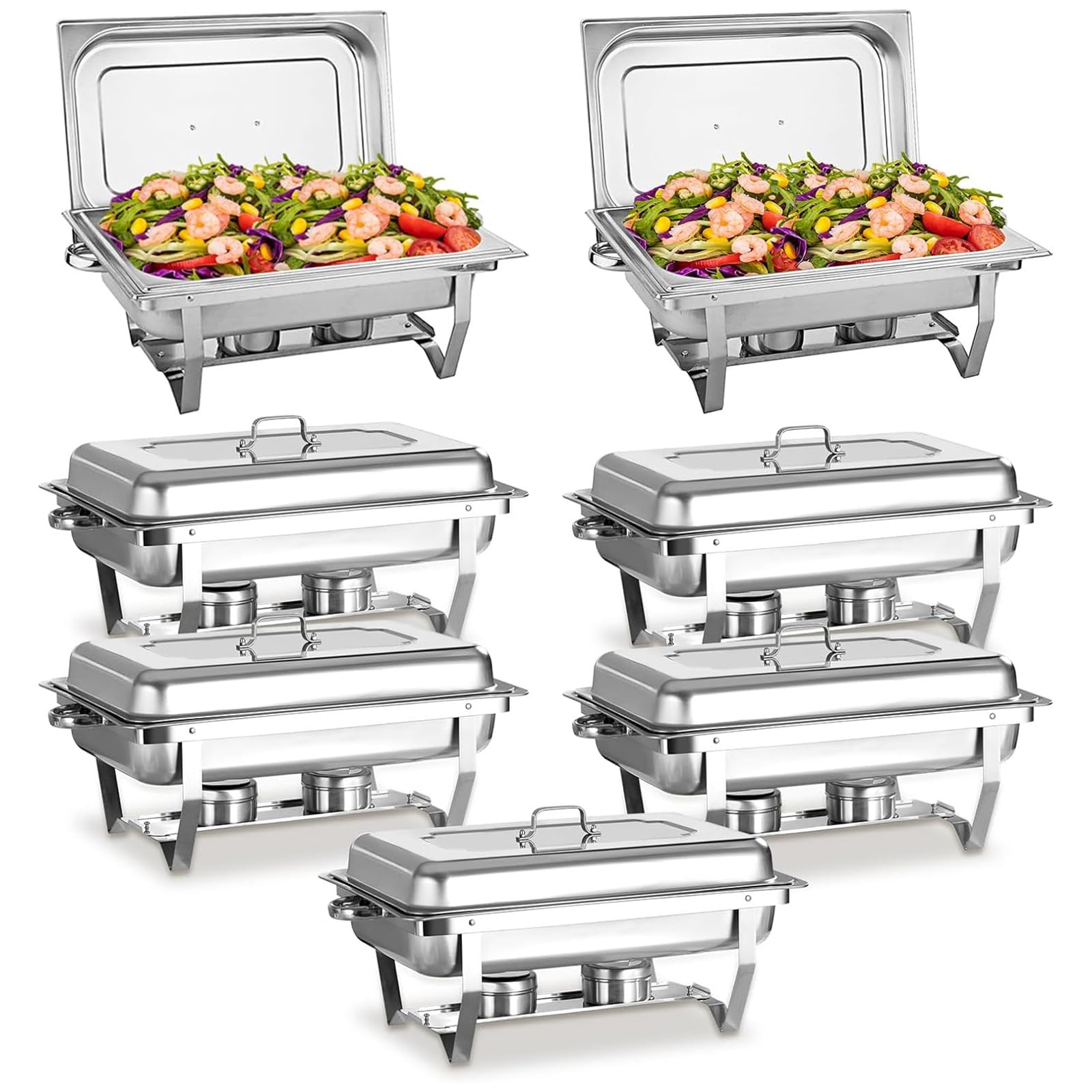 JKJZSALJ Chafing Dishes Set, Stainless Steel Buffet Warmers For Parties, Full Pan Serving Set For Catering And Events,Silver,7pcs