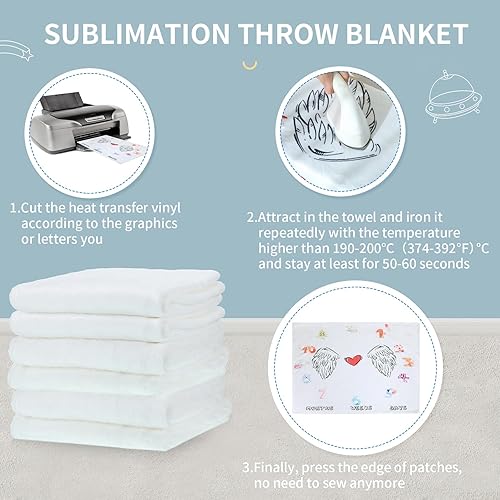 Miniatura 9 de Preboun 6 mantas de sublimación de 50 x 60 pulgadas de grosor, mantas de felpa suave y mullida, manta blanca en blanco para bricolaje con un grosor