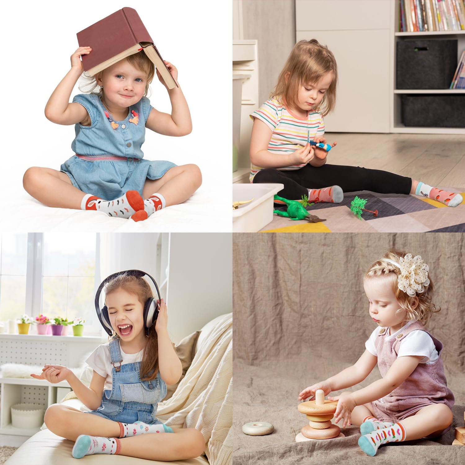 SkiBeaut Baby Toddlers Girls Socks, 12 Pairs Non Slip Kids Grips Toddler Grippy Girl House Socks with Grippers for 0-7 Years - Image 2