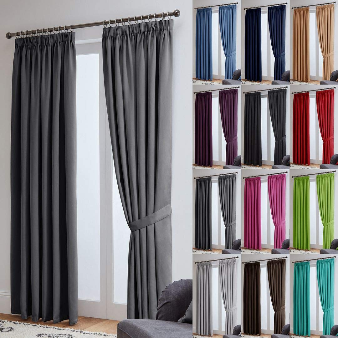John Aird Blackout Curtains Pencil Pleat with Tie Backs (Grey, W 46" x L 72" (2 Panels) Thermal Energy Saving Curtains for Bedroom & Living Room โ image 1