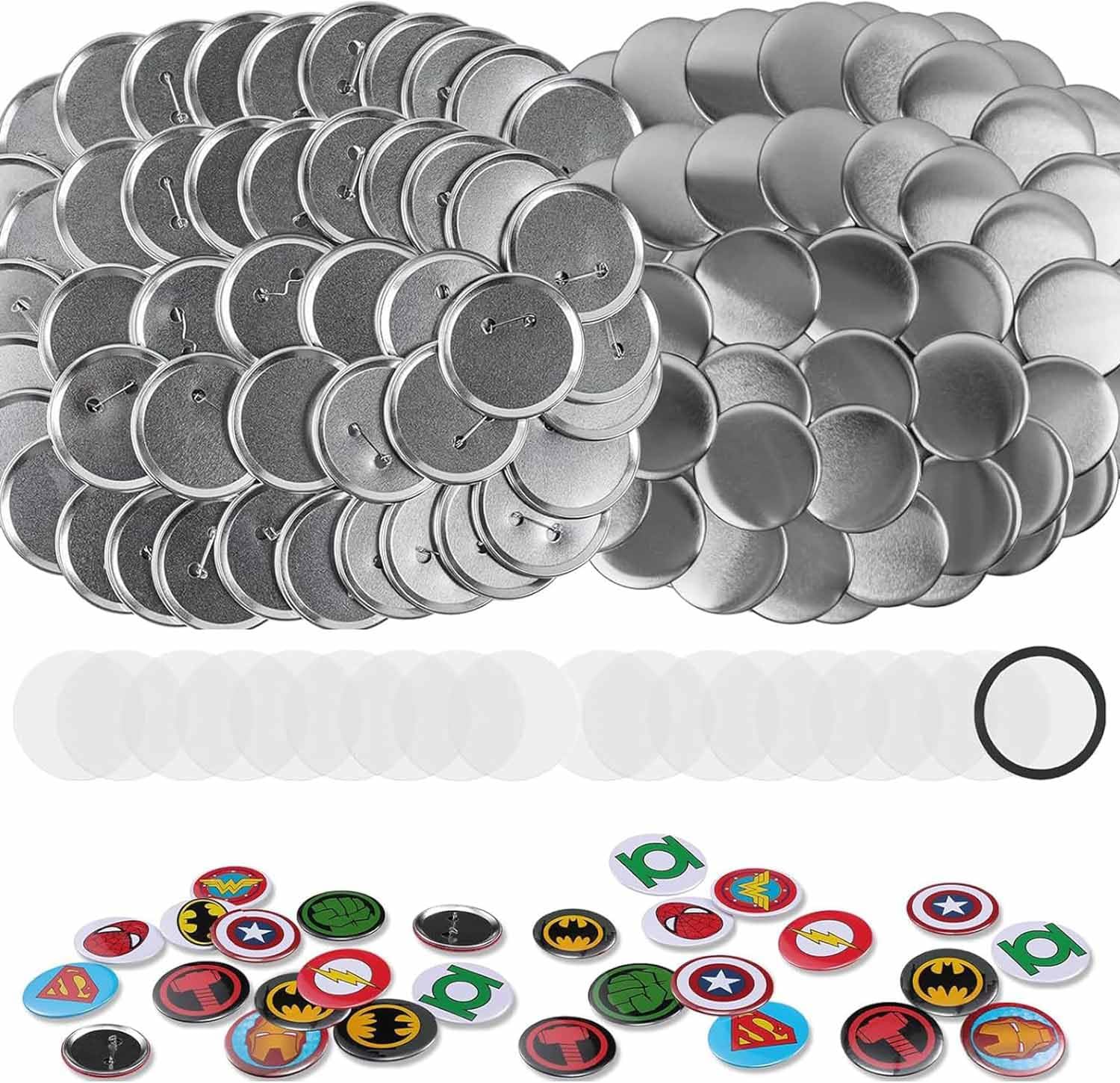 100 Set 58mm Button Maker Supplies, Metal DIY Badge Making Kit with Pins