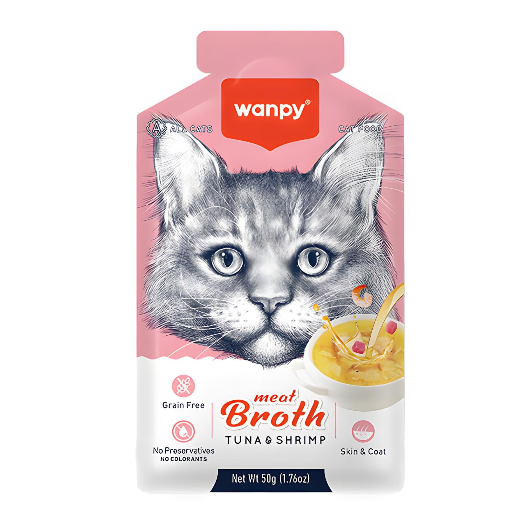 Wanpy Ton Balıklı ve Karidesli Tahılsız Kedi Çorbası 50gr x 12 Adet
