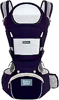 Bolsa Canguru Ergonômica Premium Baby Bear 3 em 1 | Assento Acolchoado| 12 posições | Alças Reguláveis | Bolsos Frontais e Laterais (Azul Marinho)