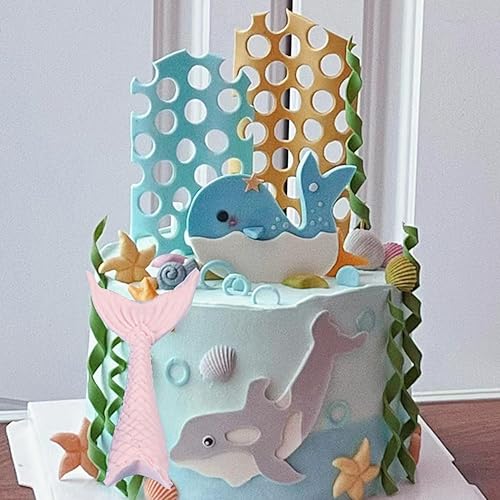 Vista 14 de Molde de fondant con temática marina, moldes de silicona de coral, conchas de tiburón oceánico, estrella de mar, pulpo, tortuga, caramelo