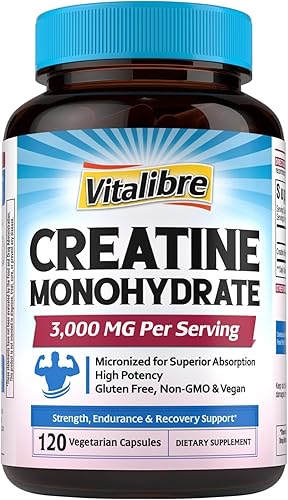 Miniatura 1 de Monohidrato de creatina 3000 mg, micronizado, mayor fuerza, resistencia mejorada, energía celular y soporte de función cognitiva, sin OMG, sin
