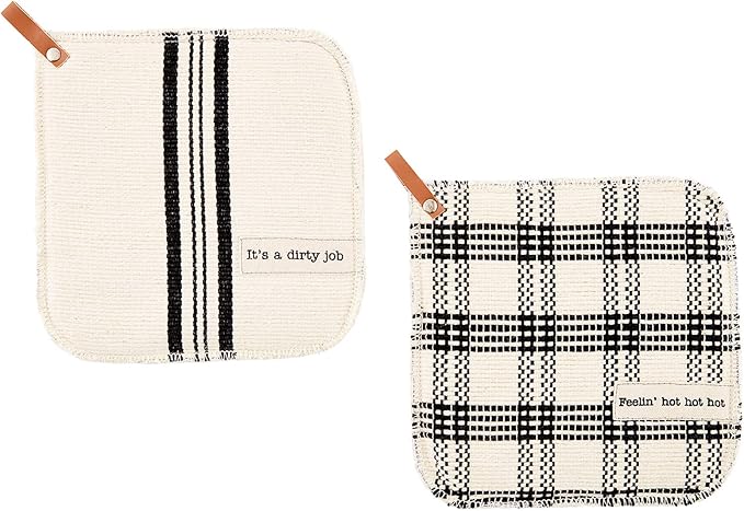 Mud Pie Dirty Job Pot Holder Set (8"" x 8""") (41170009D)