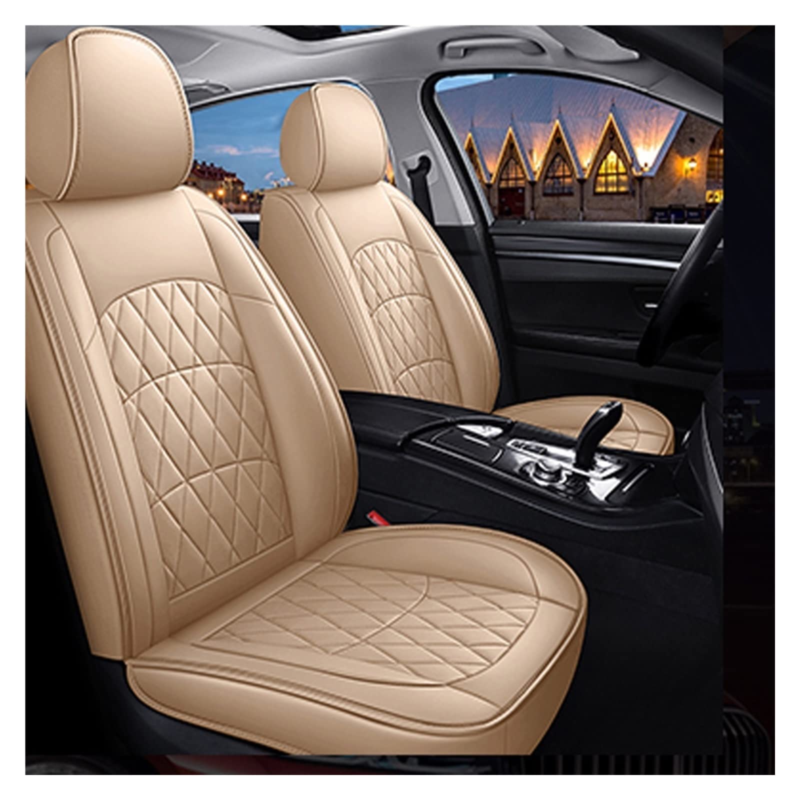 Housse siège voiture cuir PU beige pour masquer l'usure et rénover vos sièges abîmés