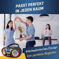 KLIM B3 Hordozható CD Lejátszó - Bluetooth, FM Rádió, MP3, USB, RGB LED - Újratölthető Boombox Digitális EQ-val - Kompakt Sztereó Hangzás 7
