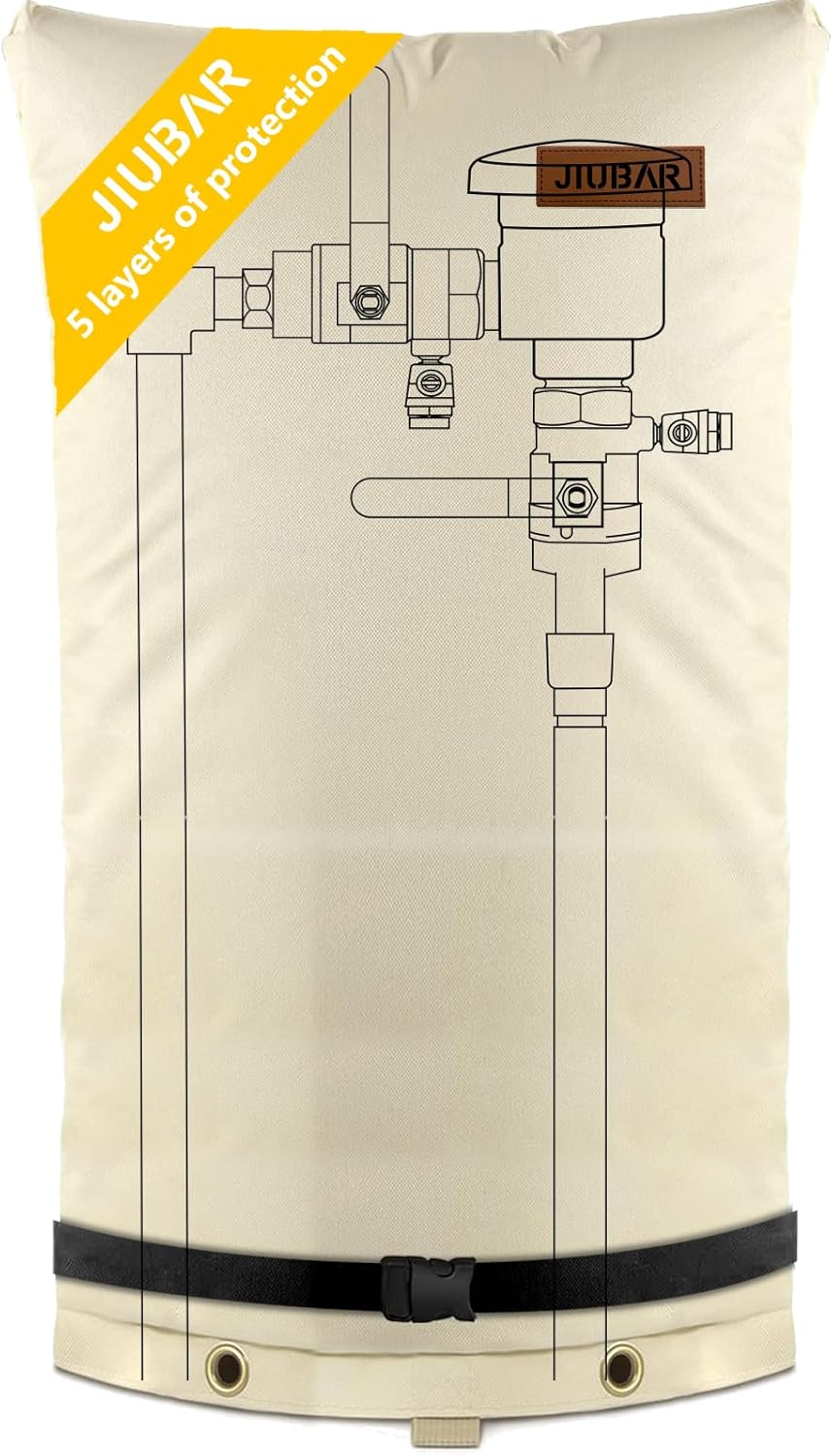 Backflow Preventer Cover Insulated Pouch -JIUBRA 14" W x 27" H Outdoor Pressure Reducing Value Cover ,Winter Water Sprinkler Valve Cover Insulated ,Well Pump Covers Protects from Severe Snow. 14"W x 27"H