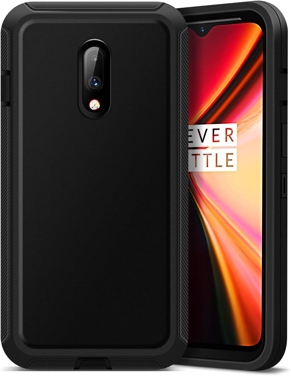 Jelanry Heavy Duty Armor for OnePlus 7 Case Dual Layer Protective Shell Shockproof Outdoor Sports Rugged Phone Case Anti-Scratches Non-Slip Bumper Cover Hybrid Case for OnePlus 7 2019 Black