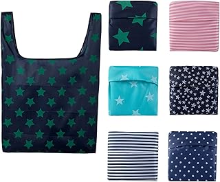 6 Pcs Reusable Grocery Tote Bag Foldable Waterproof Oxford Shopping Bags,Washable Grocery Tote 35LB Weight Capacity, Heavy Duty Shopping Tote Bag