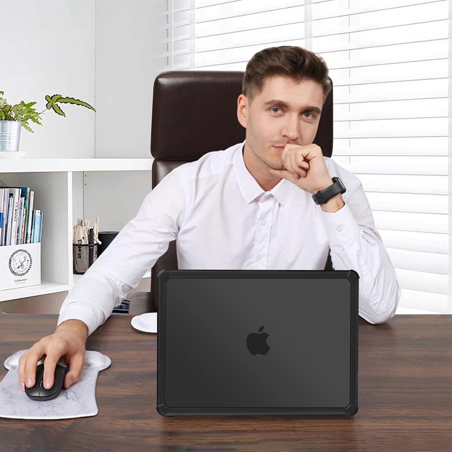 MOSISO Mouse Pad&Rectangular Keyboard and Mousepad with Wrist Rest&Coaster&Compatible with MacBook Pro 14 inch Case 2024-2021 M4 M3 M2 M1,Anti-Cracking Case&Keyboard Skin&Screen Film,Black&Slate Gray