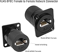 Vista 2 de QIANRENON Adaptador de montaje en panel RJ45 blindado RJ45 8P8C hembra a hembra conector de red CAT6A/CAT6/CAT5E/CAT5 RJ45 módulo de enchufe