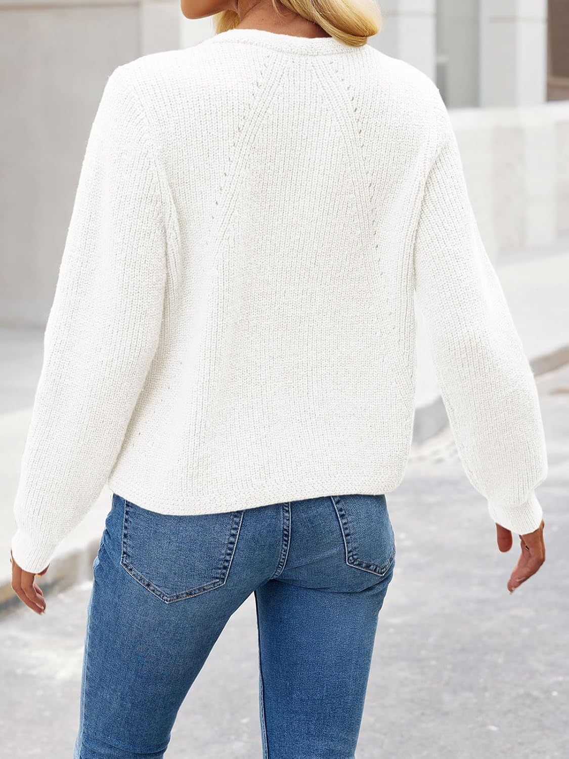 Saodimallsu Womens Cropped Cardigan Sweaters Button Up Long Sleeve Crewneck Fall Dressy Casual Knit Sweater Jackets - Image 6