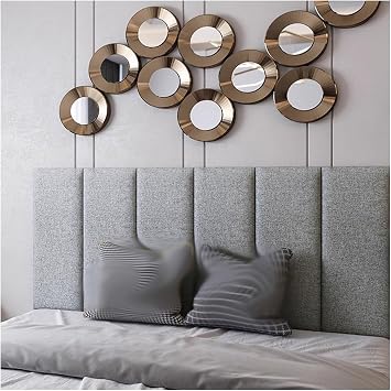 Upholstered Wall Panels, Upholstered Full Linen Headboard, Reusable Padded Wall Panels, Self-Adhesive 3D Guard Pad for Bedroom Playroom Color B, Size 50X80CM