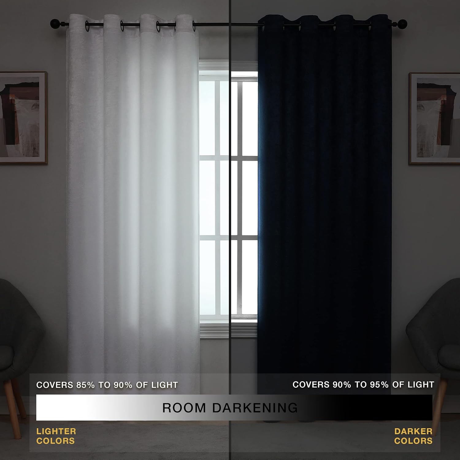 Regal Home Collections Room Darkening Curtains 2-Panel Set - Noise Reducing, Energy Saving Room Darkening Window Curtains & Drapes for Bedroom, Living Room (52in W x 63in L - 2 Panels, Beige)