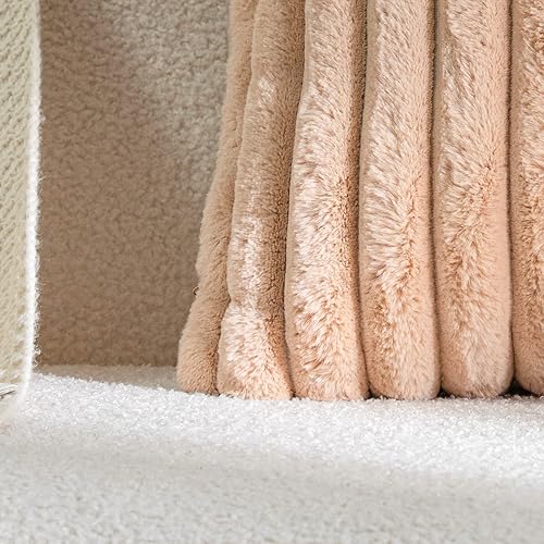 Miniatura 2 de Paquete de 2 fundas decorativas afelpadas de piel sintética para cojín, diseño a rayas para sofá, sillón, dormitorio 12 x 20 pulgadas