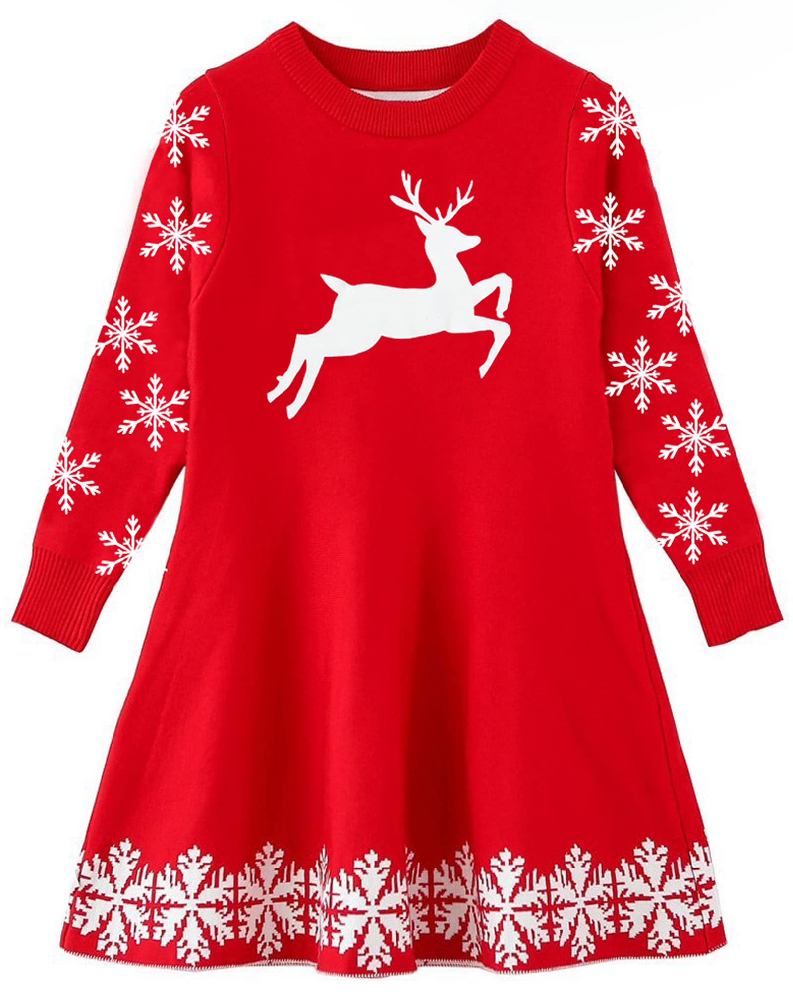AIDEAONEGirls Christmas Jumper Dress Xmas Sweater Dress