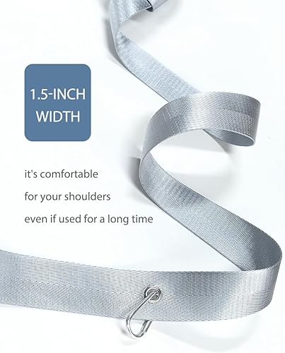 Miniatura 6 de Yoga Mat Strap with Carabiner Clip, Adjustable Carrier for Yoga Mats, Silver Gray MAT NOT Included