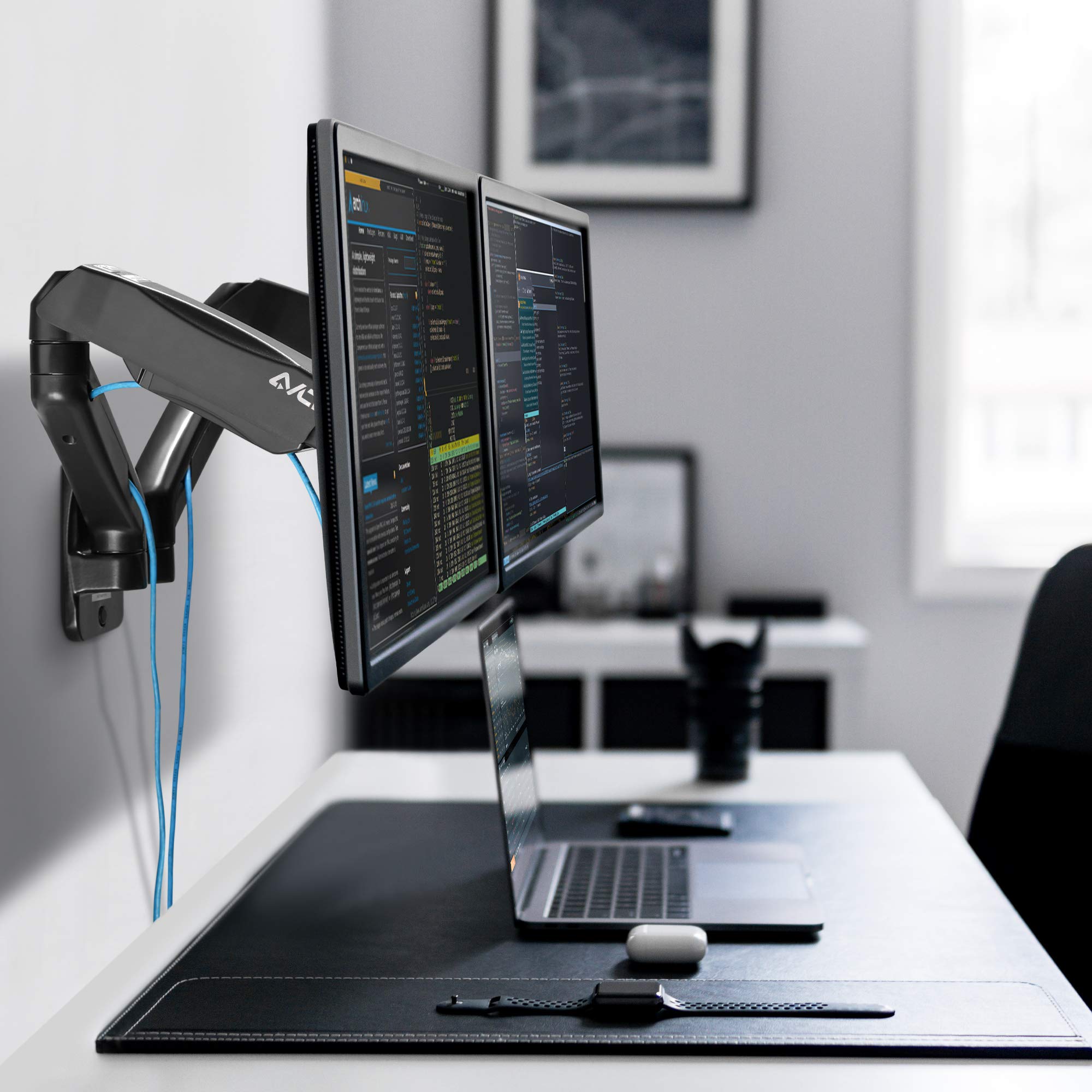 Buy AVLT Dual 17"32" Monitor Wall Mount fits Two 19.8 lbs Flat/Curved