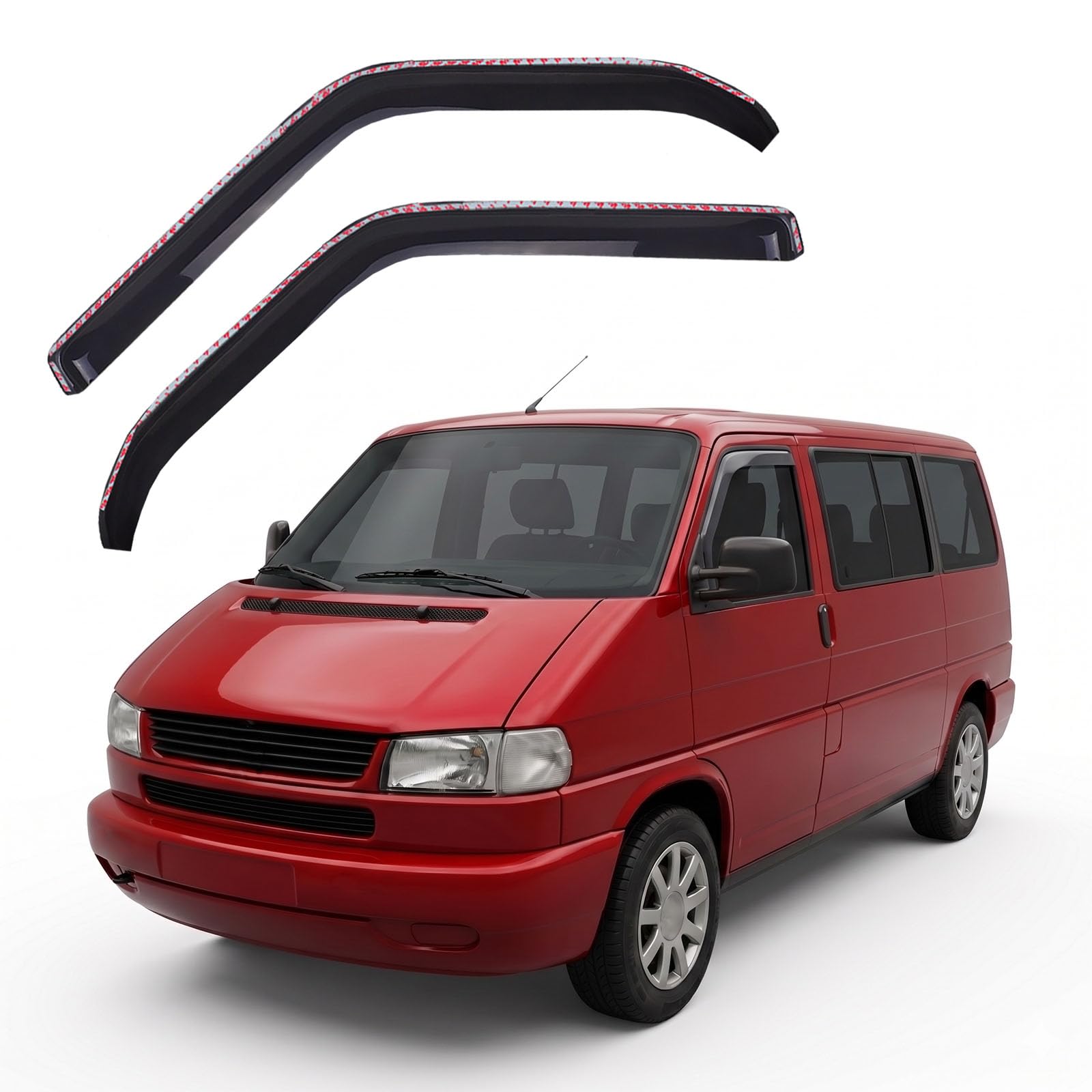 J&J AUTOMOTIVE GD Déflecteurs d'air et de Vent pour Volkswagen Caravelle/Multivan/Transporter T4 1990-2003, 2pcs, Teintés, Avant et Arrière, Aérodynamique