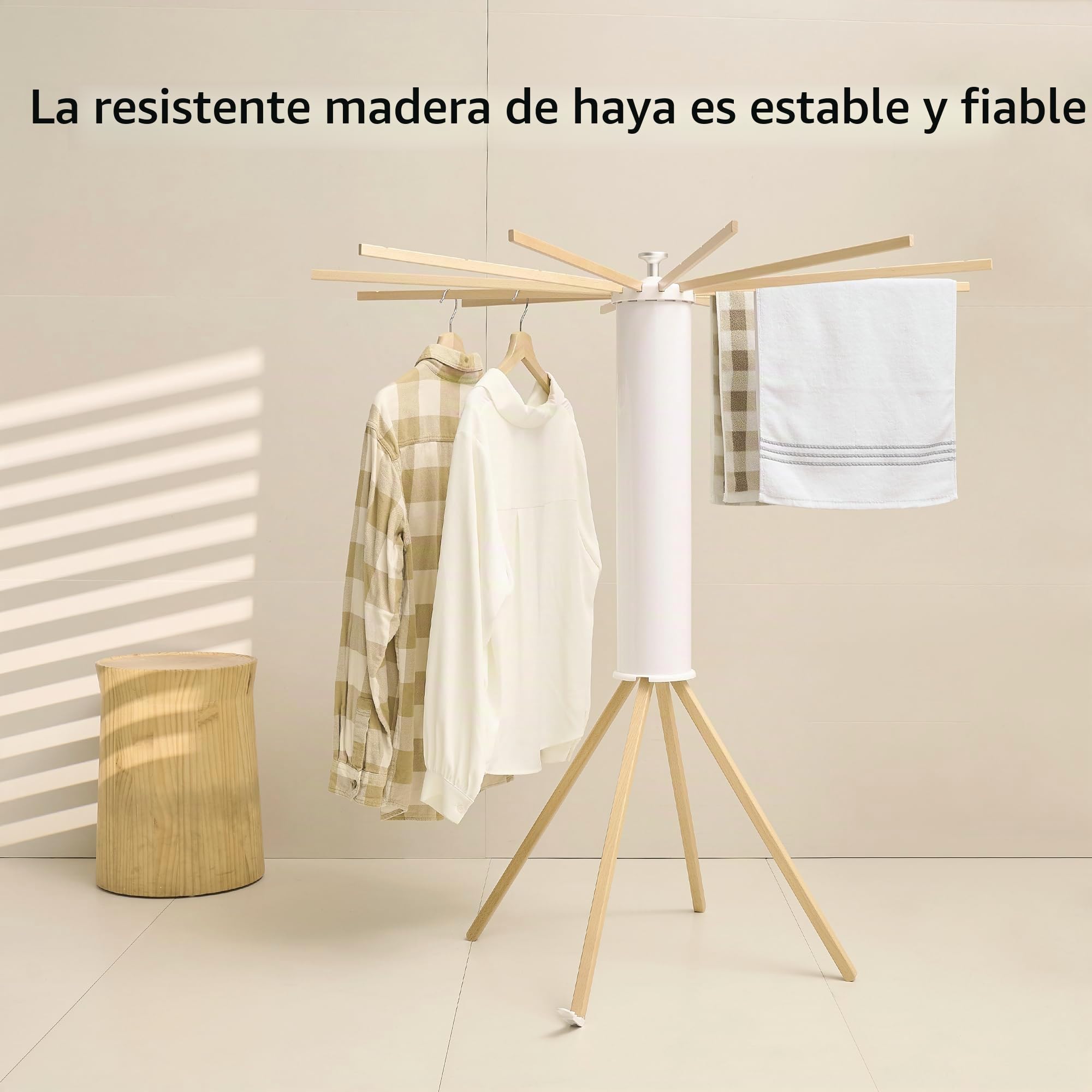 JOOM Tendedero Plegable Madera 4 Patas 12 Barras 20kg Balcón Exterior | Tendedero plegable madera 4 patas 12 barras 20kg, portátil balcón dormitorio exterior interior, sin herramientas
