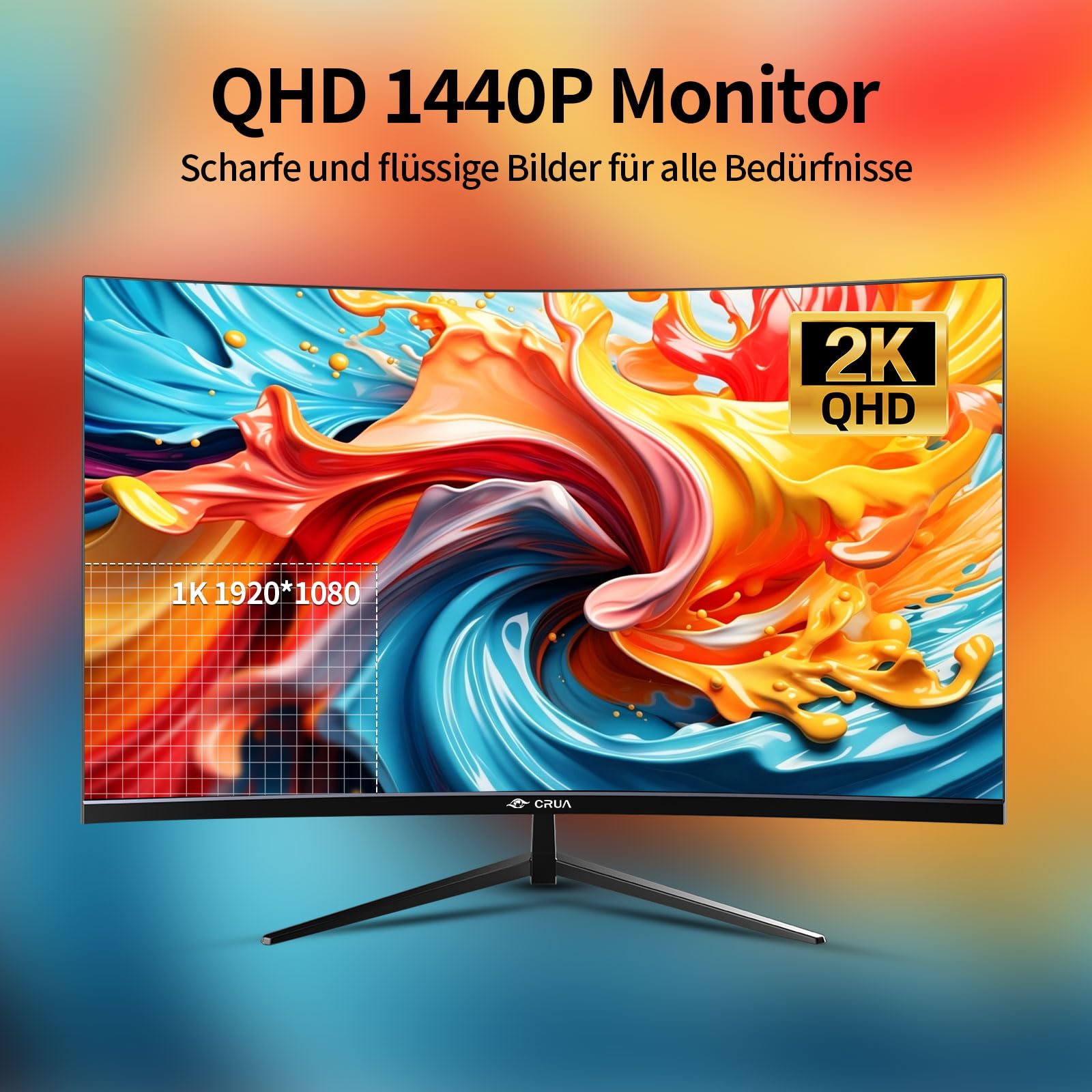 27 inch QHD (2560x1440) 2K 75Hz computer 27 inch 1440p with HDMI,DP and wall mounting| 1440P Eye Care PC Office Monitor for Work and Gaming