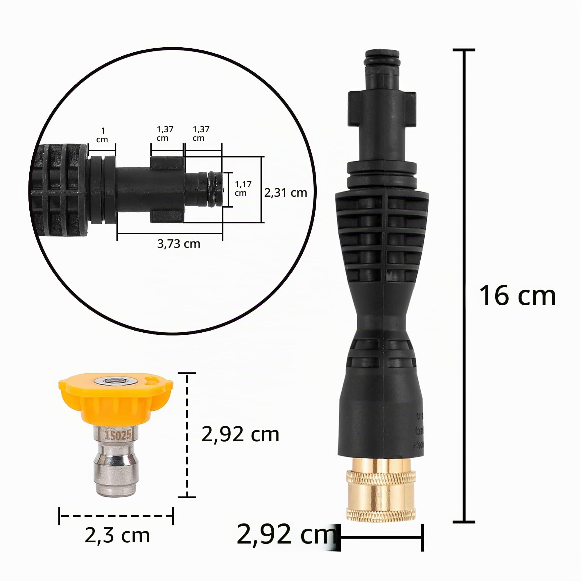 M MINGLE Canon à Mousse, Compatible Portland Husky et Ryobi Haute Pression | Pistolet à Mousse Réglable 1 Litre, 5 Buses et Adaptateur, Raccord Rapide 1/4", pour Nettoyer Voitures, Motos, Allées, 210bar