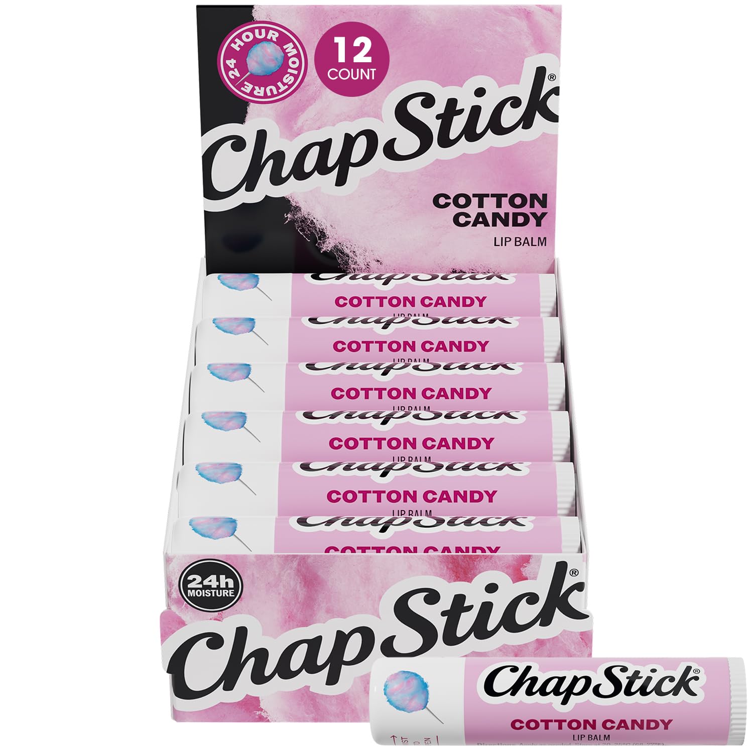 ChapStick Cotton Candy Lip Moisturizer, 12-Pack, 0.15 Oz Each