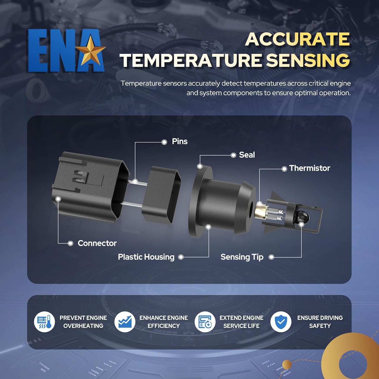 ENA Cabin Air Temperature Sensor Compatible with Mercedes-Benz Dodge Chrysler C230 C240 C32 AMG C55 AMG CL500 Sprinter 2500 Fortwo 1.0L 2.5L 3.0L 4.2L 5.0L l4 V6 V8 2018 2019 2020 2021 Replaces AX181