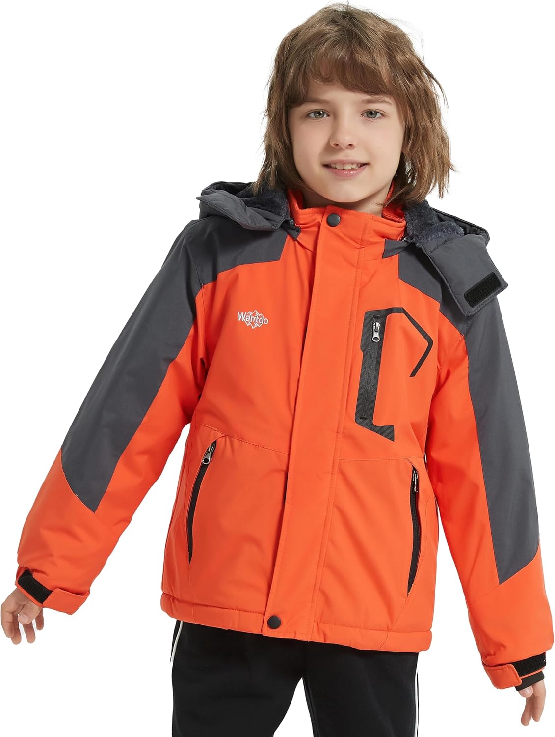 Wantdo Boy's Waterproof Ski Jacket Fleece Snowboarding Jackets Warm Thick Winter Coat Hooded Raincoats - Image 2