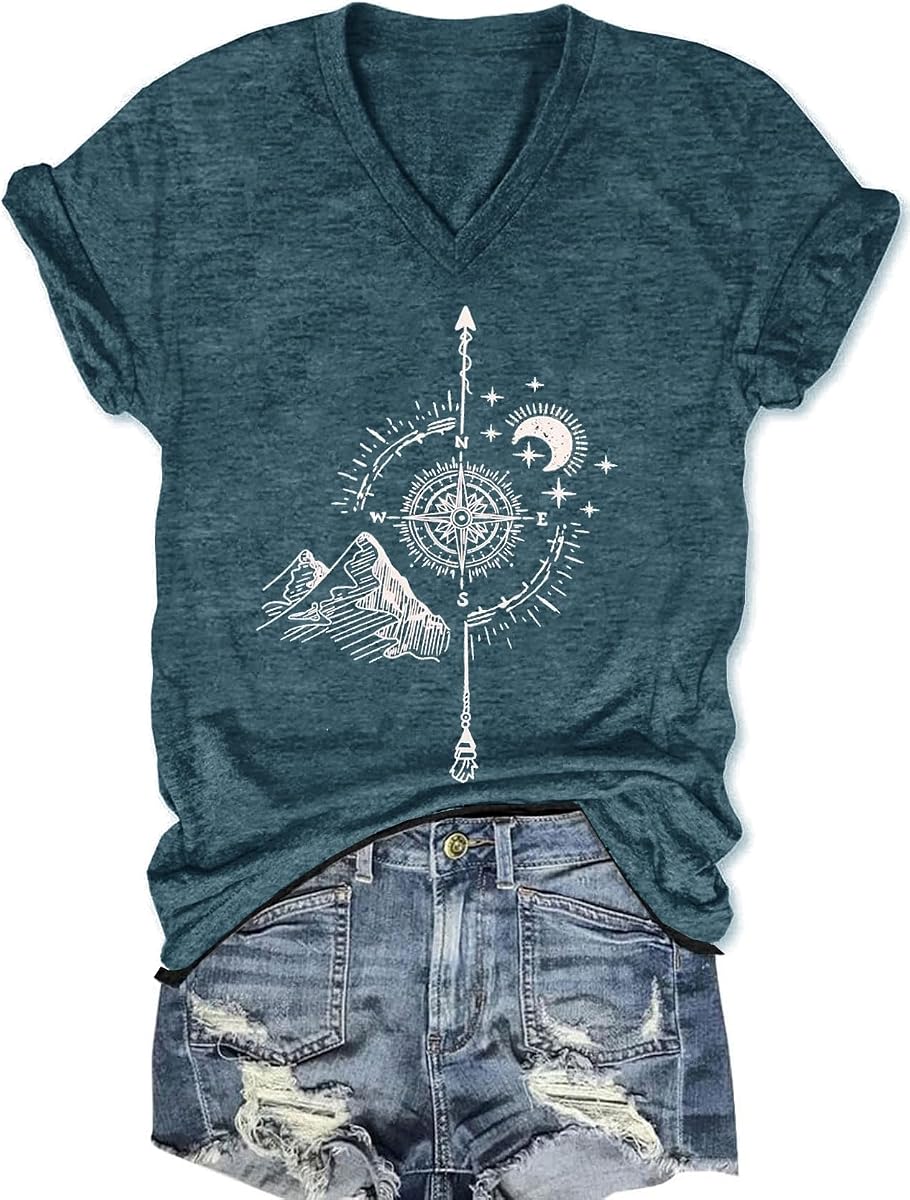 Camisetas de mujer con cuello en V libélula camiseta linda verano gráfico camisas vintage boho flores manga corta camiseta