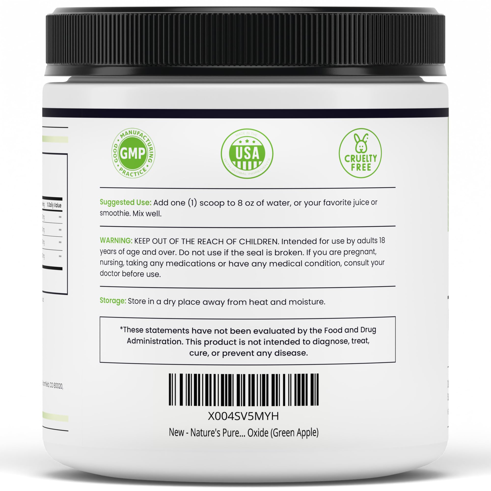 Nature's Pure Blend Liquid Nitric Oxide Supplements for Men – L-Arginine Powder – Nitric Oxide Booster & Circulation Supplement – Blood Flow Support, L Arginine and L Citrulline – 5000MG (Green Apple) — Amazon image 8