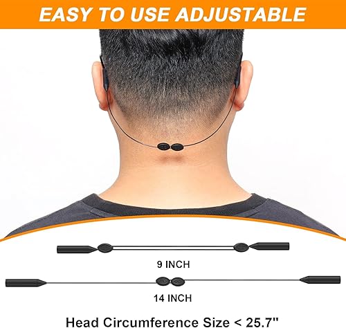 Miniatura 7 de Yeahxing Correa ajustable para lentes, paquete de 4 correas de 12 pulgadas con retenedor para el oído, retenedor de gafas, anticola, antideslizante,