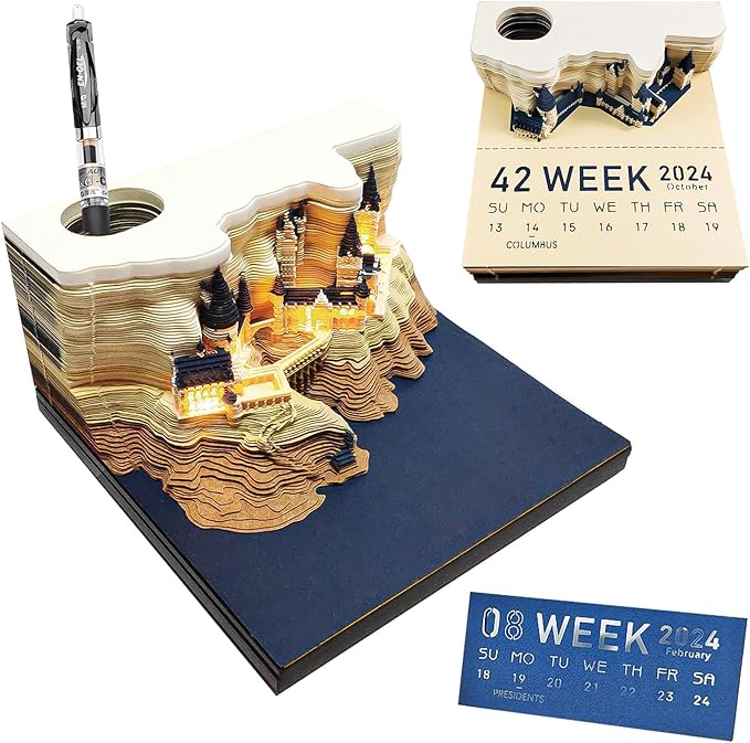3D-kalender, kerstbeer, 3D-scheurkalender 2026