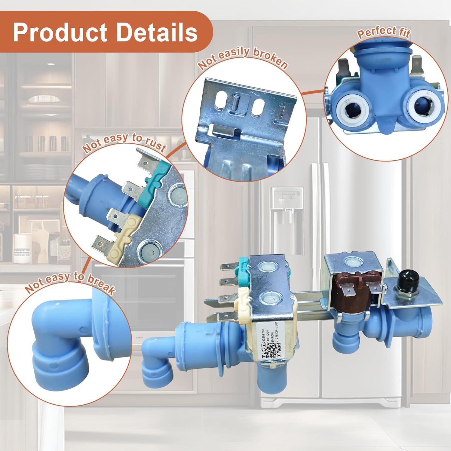 Upgraded 242252702 240531101 Refrigerator Water Inlet Valve Compatible with Frigidaire Kenmore Electrolux Crosley Refrigerator 2692163, AP5671757, PS7784018, 241734301, K-76150, WV2702 etc