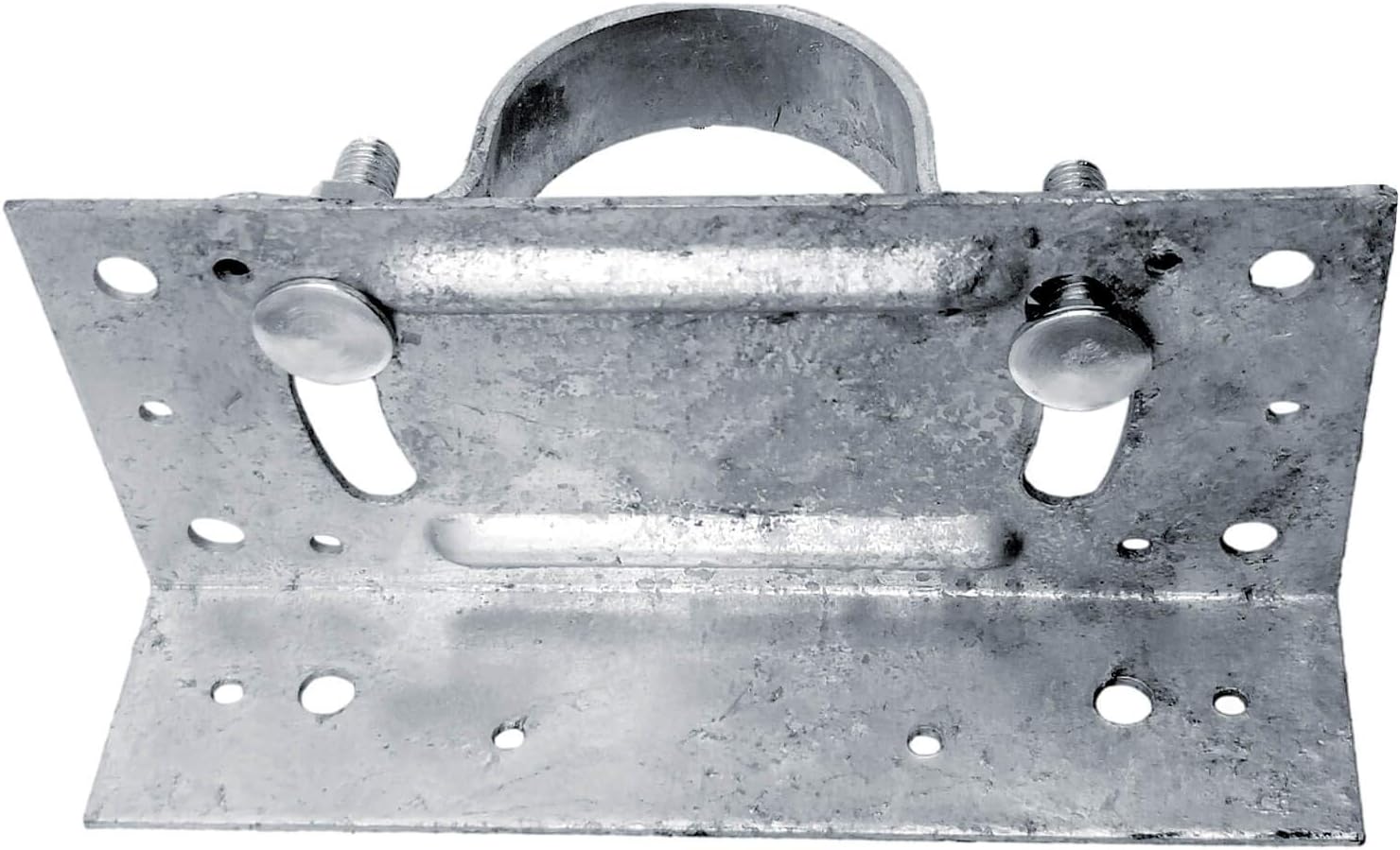 Wood to Round Steel Fence Post Adapter - Galvanized Steel Clamp, Adjustable, Rust Resistant