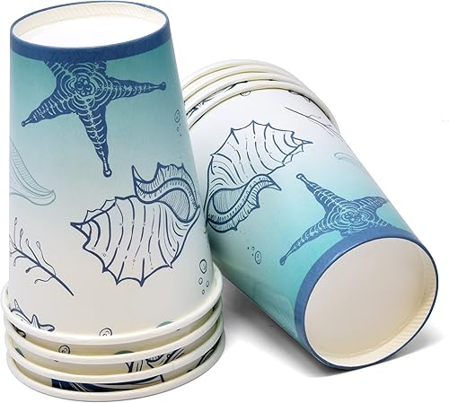 Miniatura 7 de Gift Boutique 96 piezas de suministros de fiesta de estrellas de mar y conchas marinas, platos de papel, servilleta para verano, playa, mar, océano,