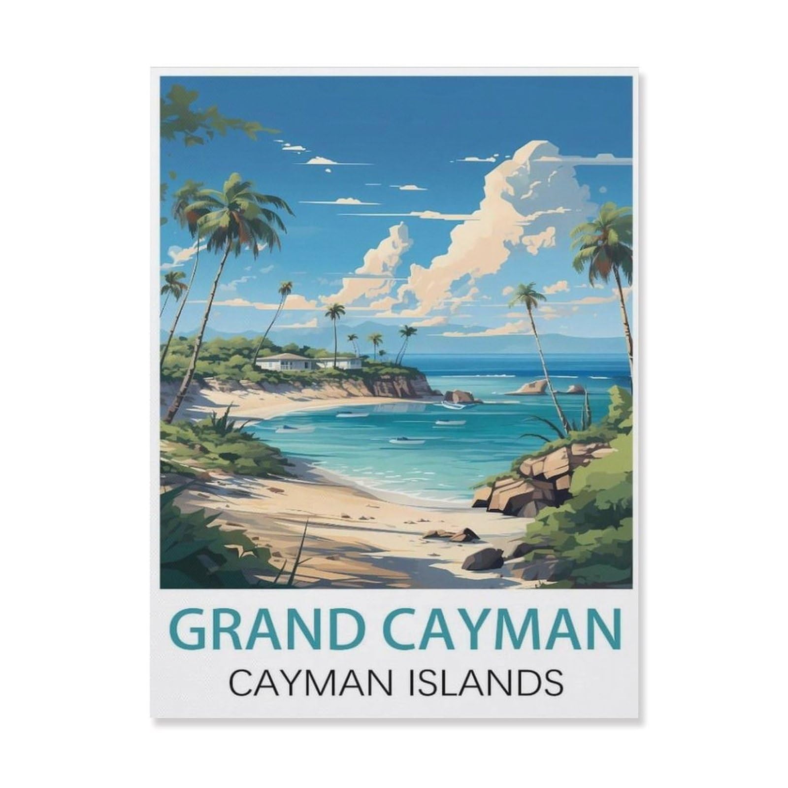 Grand Cayman Cayman Islands，Paint by Number DIY Oil Painting Paint by Numbers Kits for Adults Beginner Canvas Acrylic Arts Craft for Home Wall Decor Drawing(20x30cm-T98