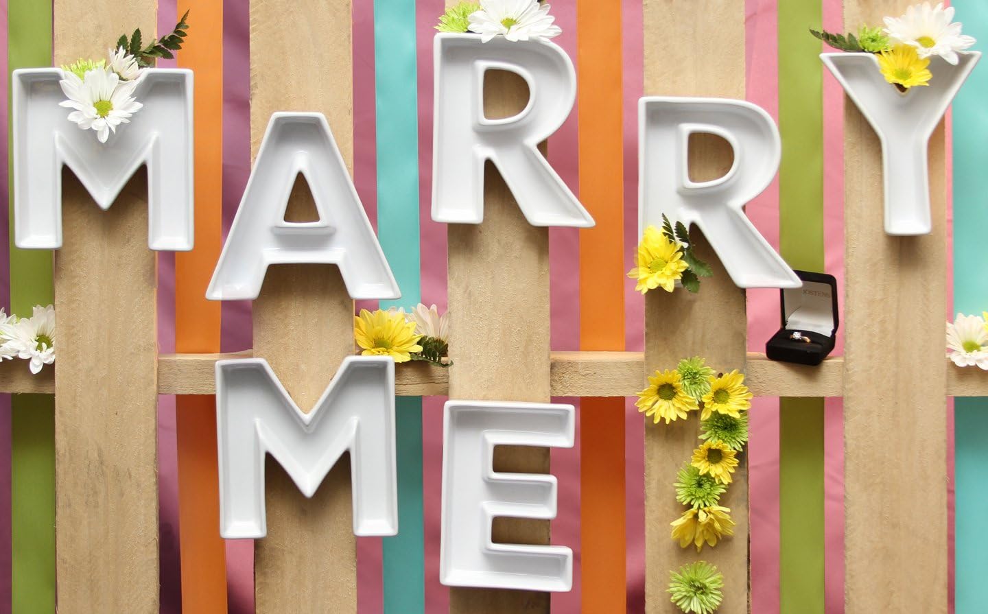 MARRY ME White Ceramic Letter Candy Dish 7pc Set BEST Proposal Engagement GIFT SELLER