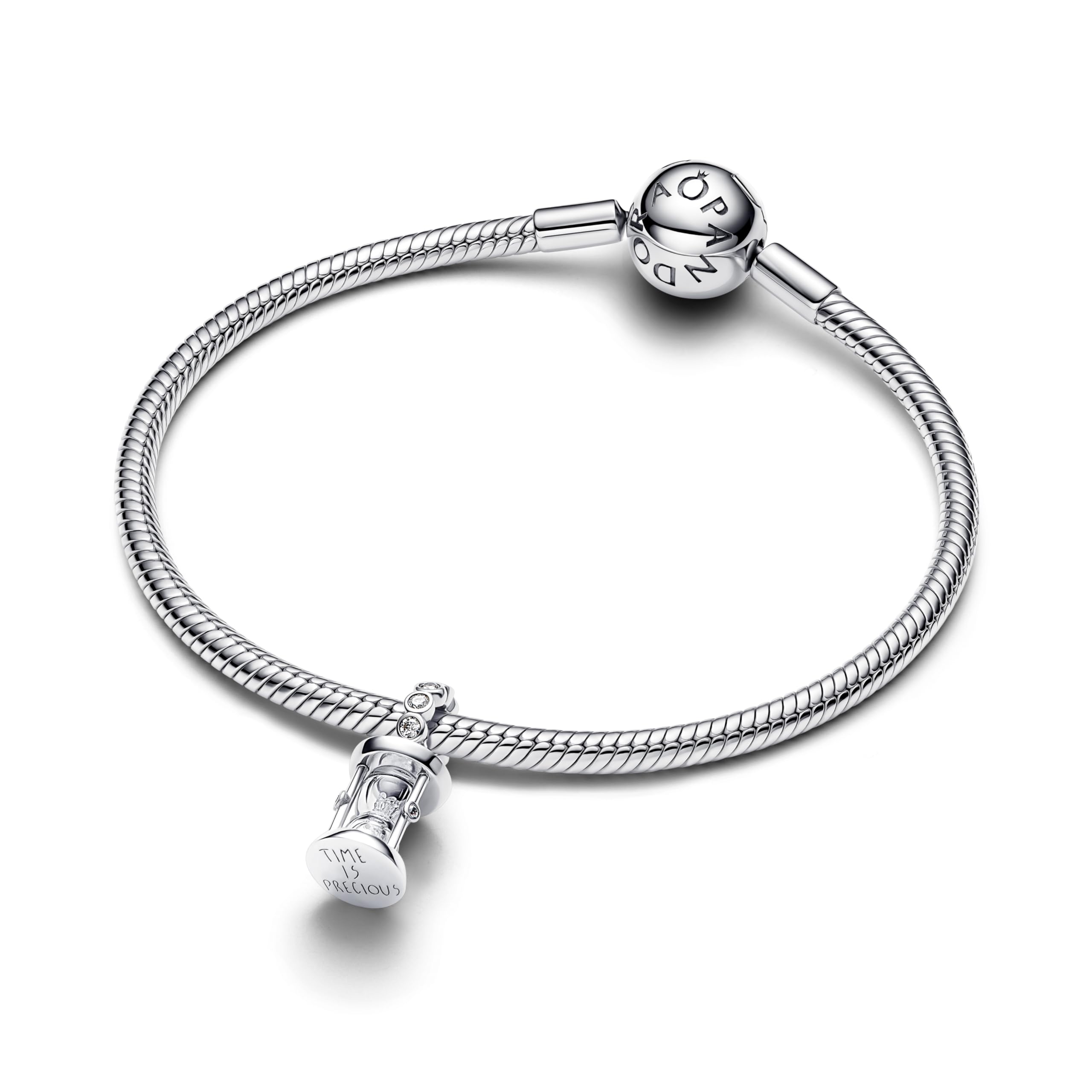 PANDORA Moments 794140C01 - Charm a forma di clessidra in argento sterling con zirconia, compatibile con ME e Moments