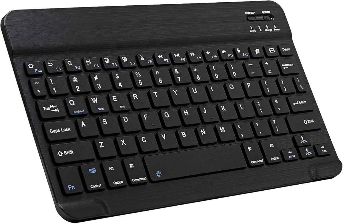 Ultra-Slim Bluetooth Keyboard Portable Mini Wireless Keyboard Rechargeable for Apple iPad iPhone Samsung Tablet Phone Smartphone iPadOS iOS Android (Black)