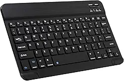 Mini teclado Bluetooth ultrafino portátil recarregável para Apple iPad, iPhone, Samsung, tablet, smartphone, iPadOS, iOS, Android (10 polegadas preto)