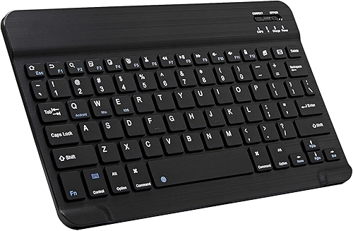 Mini teclado Bluetooth ultrafino portátil recarregável para Apple iPad, iPhone, Samsung, tablet, smartphone, iPadOS, iOS, Android (10 polegadas preto)