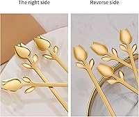 Vista 7 de Juego de Soporte para Cucharas de Café Pequeñas Dorado, Base de Cisne con Juego de 12 Cucharas Demitasse para Espresso, Cuchara de Postre Mini