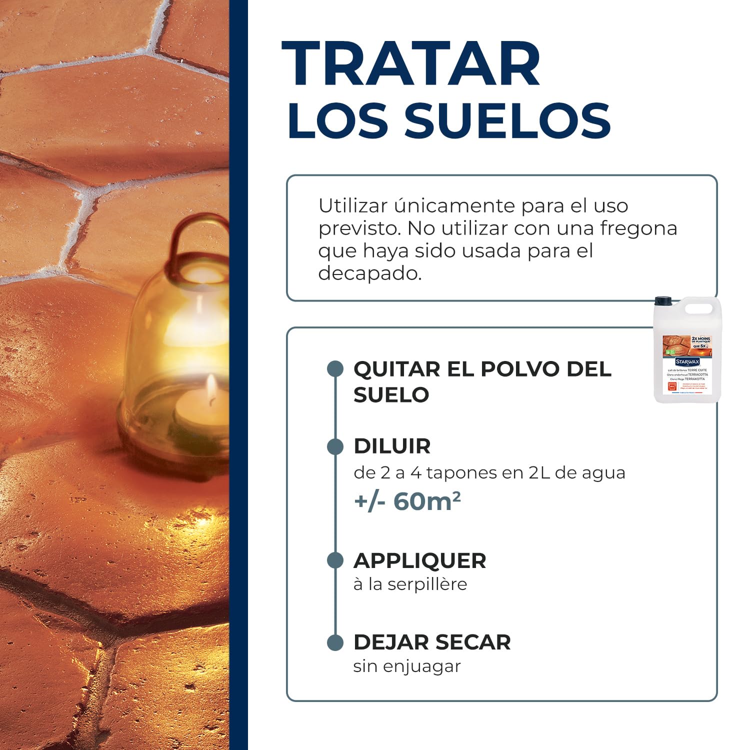 STARWAX Leche de Brillo Barro Cocido 5L | Protege y hace brillar suelos de tomette y terracota, 2 en 1 limpieza y brillo, sin enjuague, rendimiento 750 m²/L