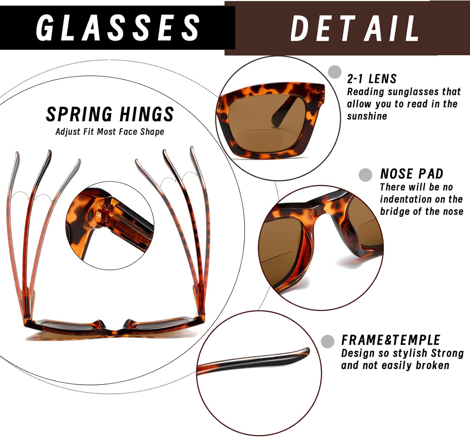 Hubeye Progressive Reading Glasses For Women Oprah Style Blue Light Blocking Computer Multifocus Square Reader - Image 4