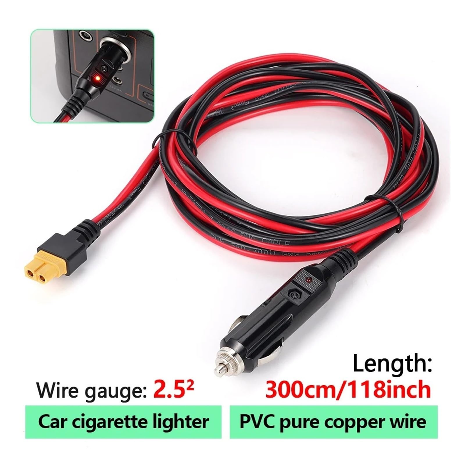 Kabel do ładowania zapalniczki samochodowej XT60 12 V 24 V do stacji zasilającej